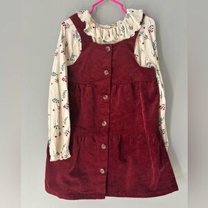 Girls Holiday corduroy dress and blouse set size 5/6